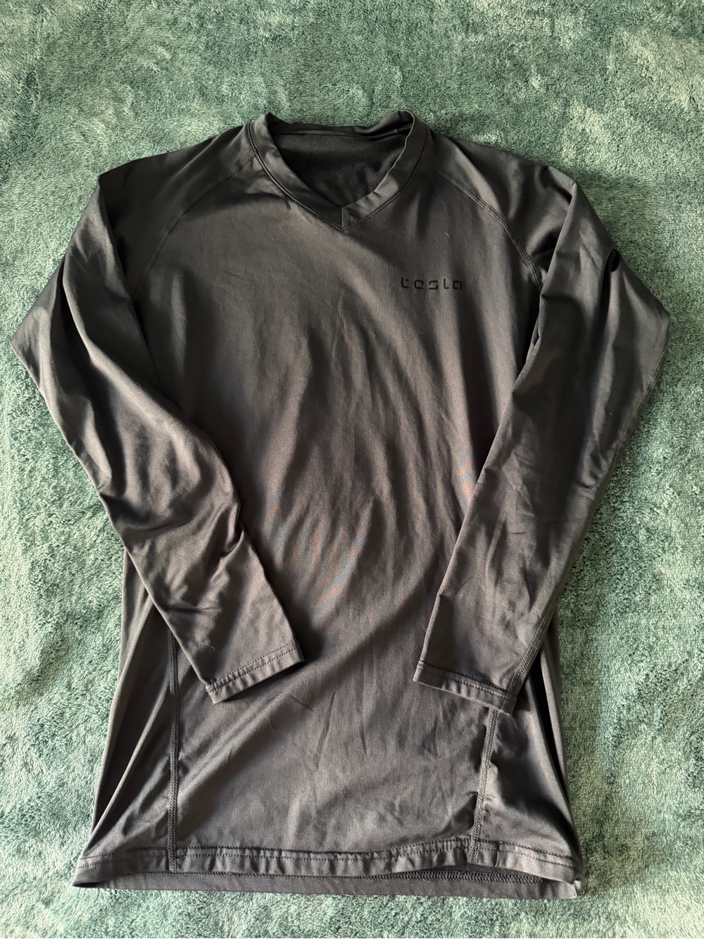 Tesla Long Sleeve Men's V-Neck Shirt Dark Gray Size Large